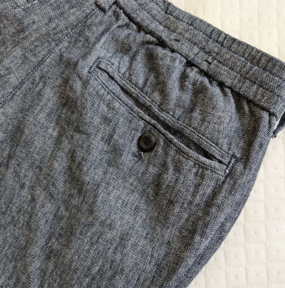 Banana Republic Men's Athletic Fit Tapered Pants, Linen Blend, Blue 30x32